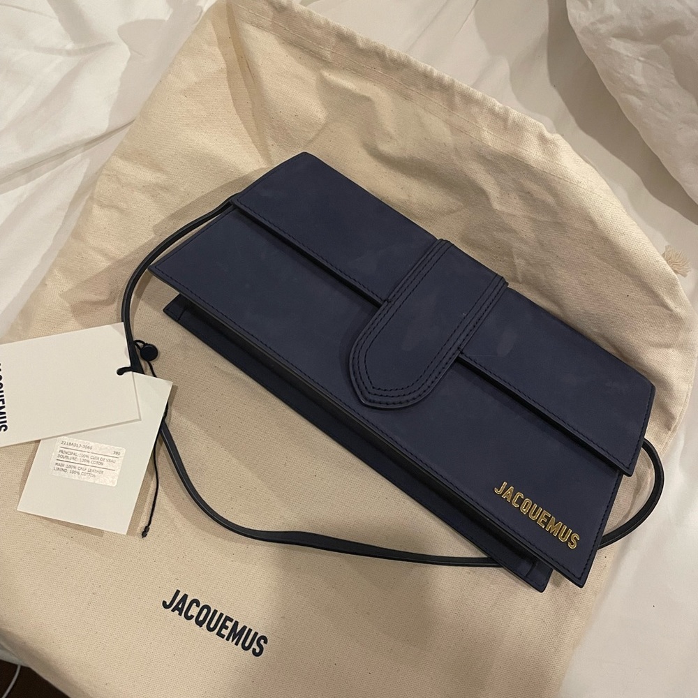 Blue suede jacquemus handbag